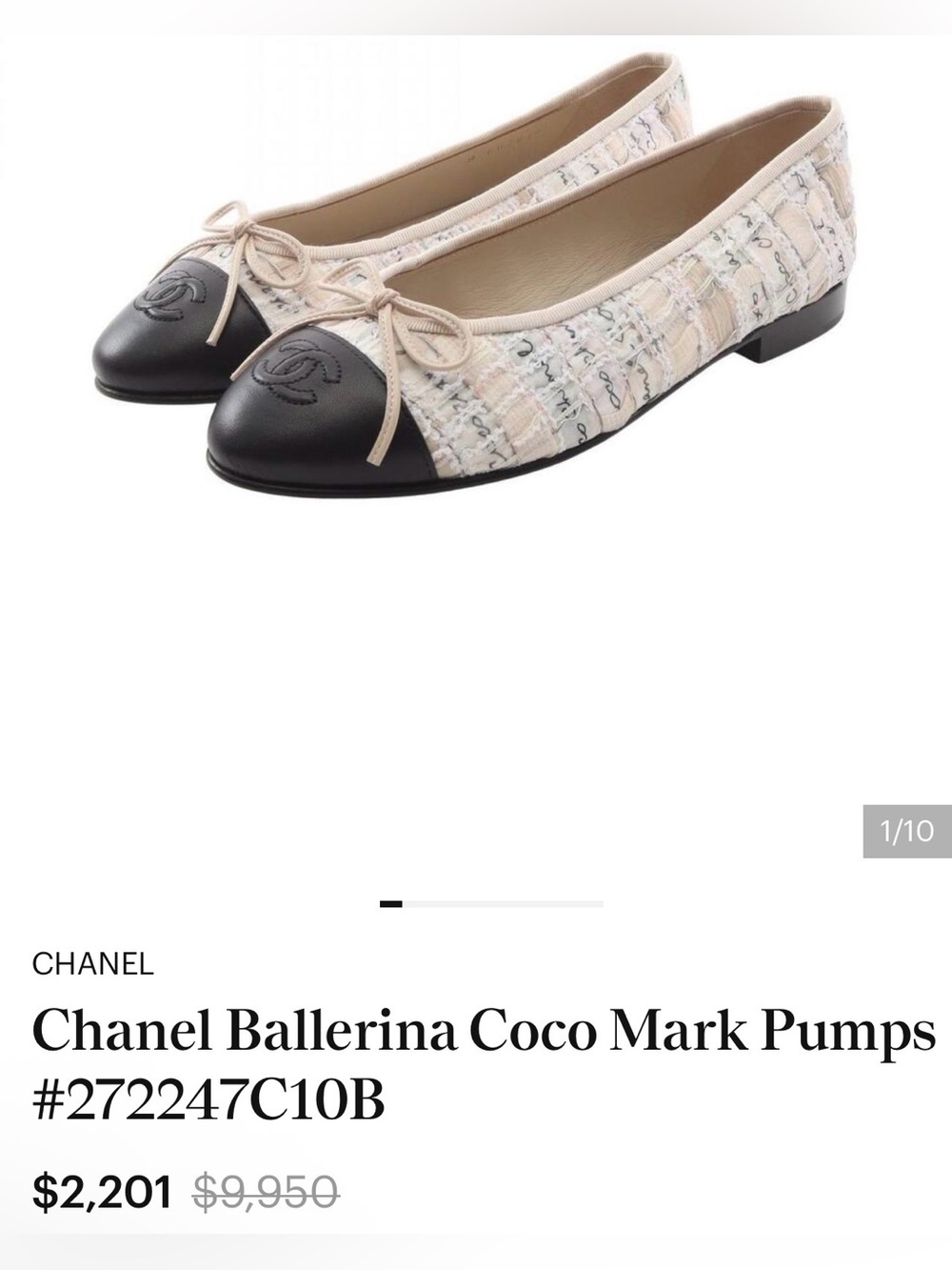 CHANEL 22 Pink pastel Tweed Lesage Ballet Flat Cap Toe script logo CC Coco
